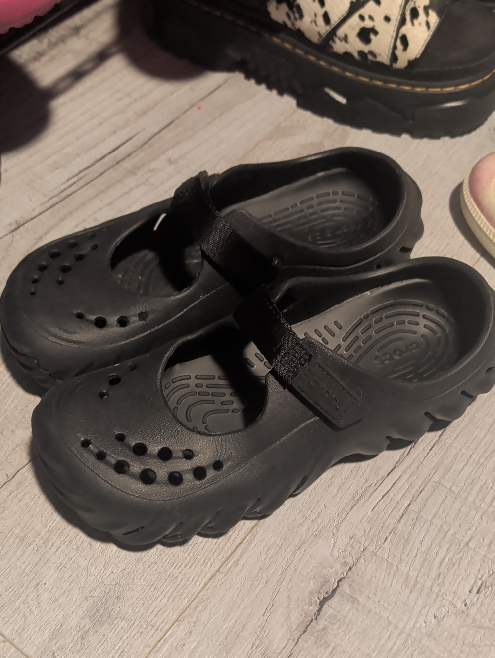 Women's Black Crocs Mary Jane Water-Friendly Shoes